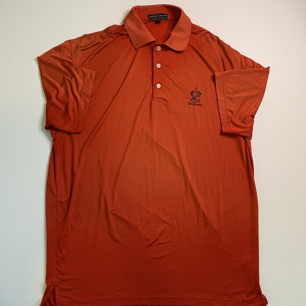 Peter Millar Summer Comfort Men’s Medium Polo Shirt Red Richland Embroidered
